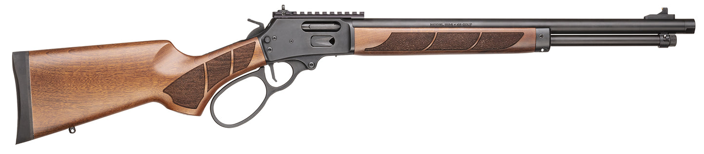 Smith & Wesson 1854 45 Long 9+1 19.25", Threaded Barrel, Black Armornite Picatinny Rail Stainless Steel Receiver, Fixed Walnut w/Textured Grip Panels Stock, Large Loop