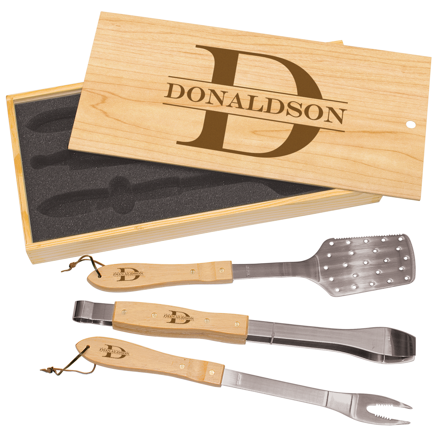 3-Piece BBQ Set in Pine Box