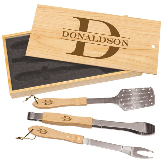 3-Piece BBQ Set in Pine Box