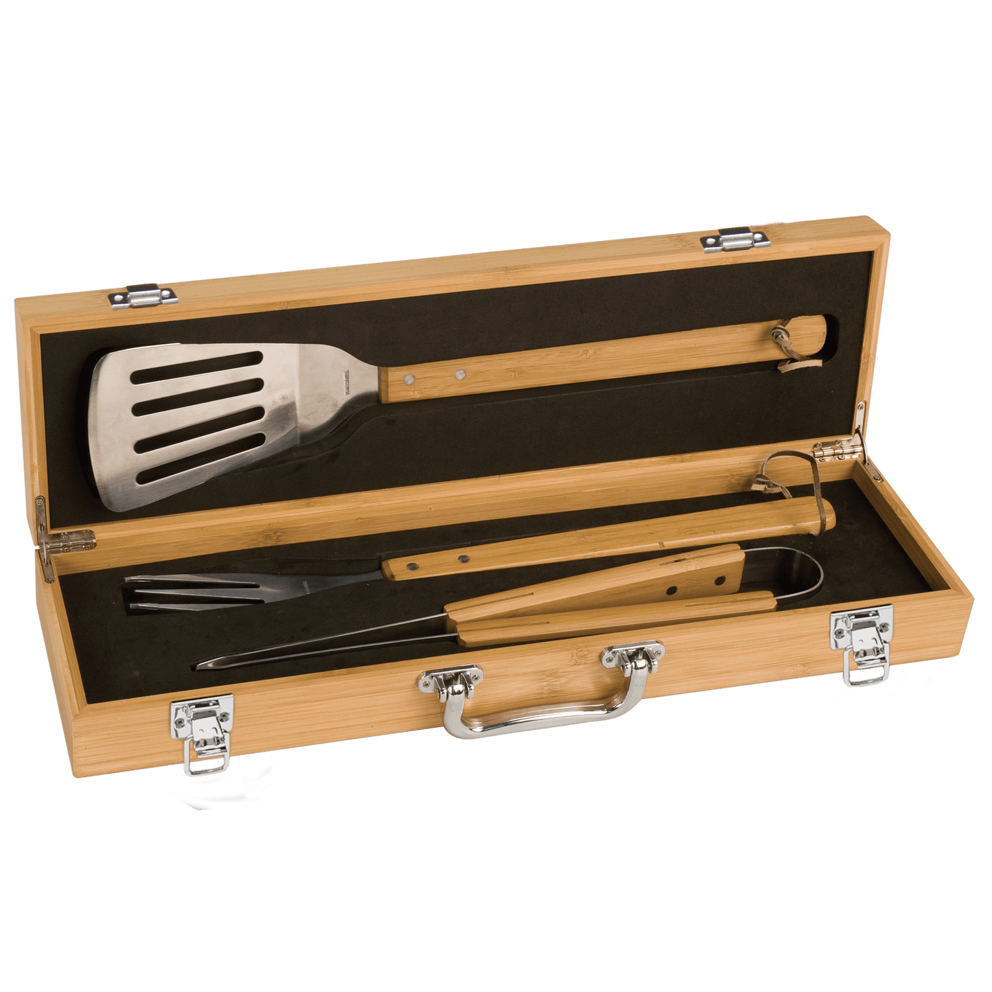 3-Piece Bamboo BBQ Set in Bamboo Case