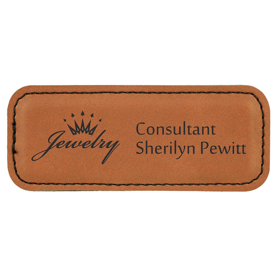 Laserable Leatherette Badge Blank with Magnet 3 1/4" x 1 1/4"