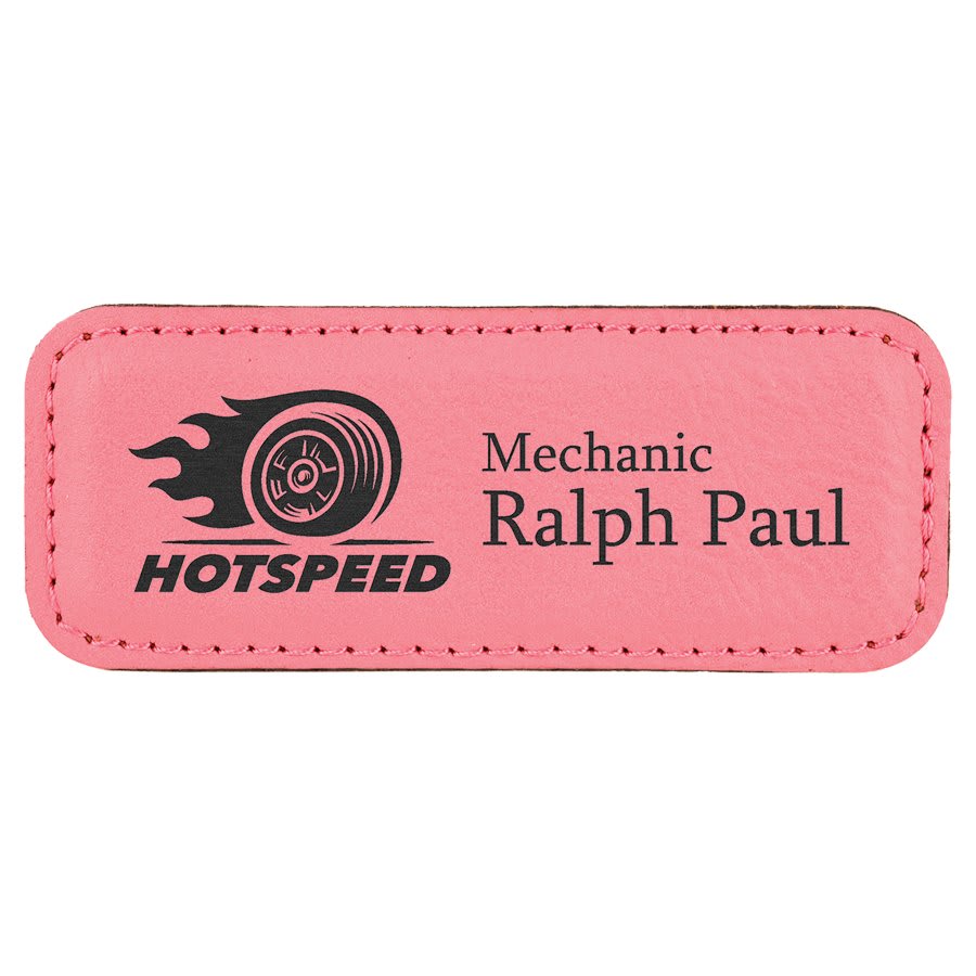 Laserable Leatherette Badge Blank with Magnet 3 1/4" x 1 1/4"