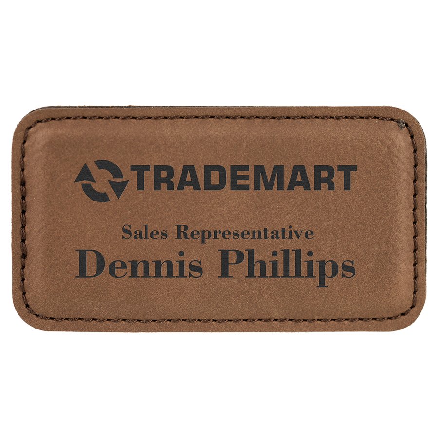 Laserable Leatherette Badge Blank with Magnet 3 1/4" x 1 3/4"