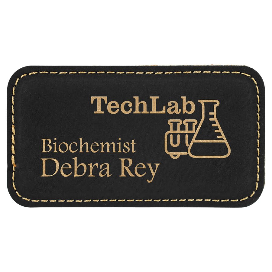 Laserable Leatherette Badge Blank with Magnet 3 1/4" x 1 3/4"