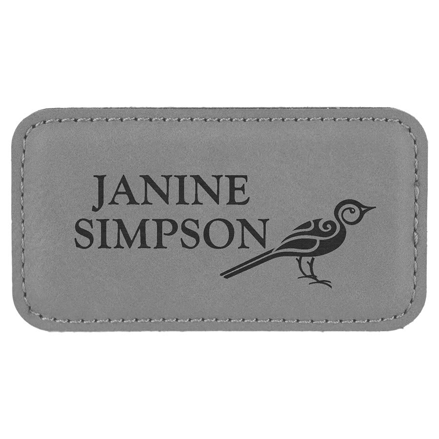 Laserable Leatherette Badge Blank with Magnet 3 1/4" x 1 3/4"