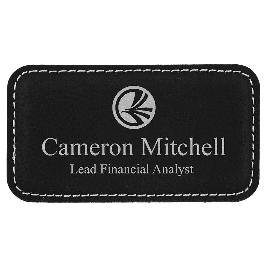 Laserable Leatherette Badge Blank with Magnet 3 1/4" x 1 3/4"