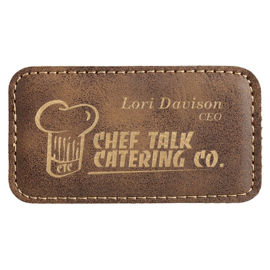 Laserable Leatherette Badge Blank with Magnet 3 1/4" x 1 3/4"