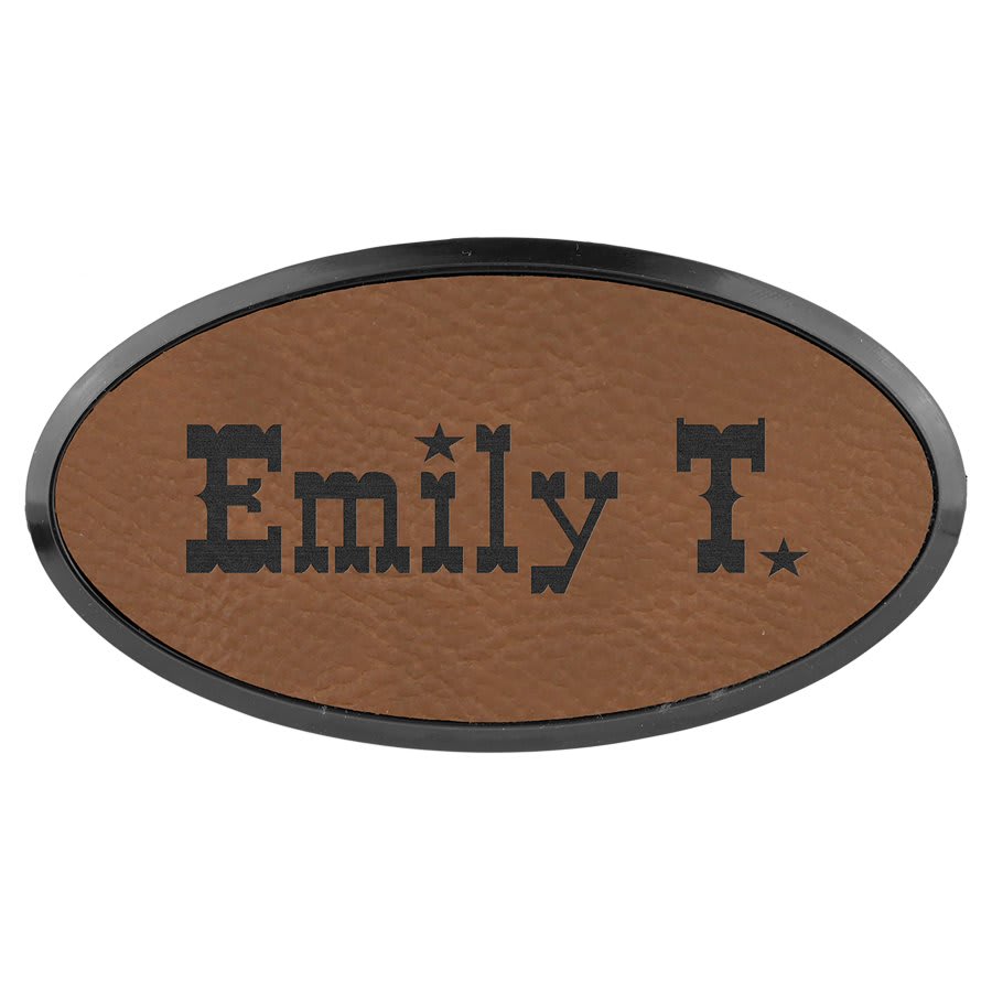 Laserable Leatherette Oval Badge & Frame