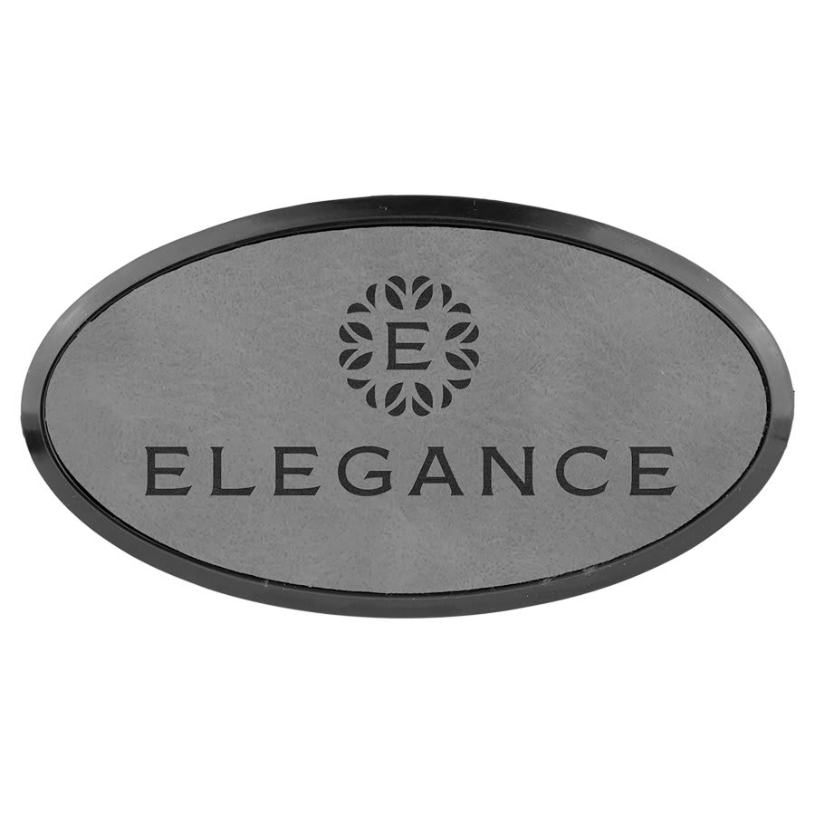 Laserable Leatherette Oval Badge & Frame