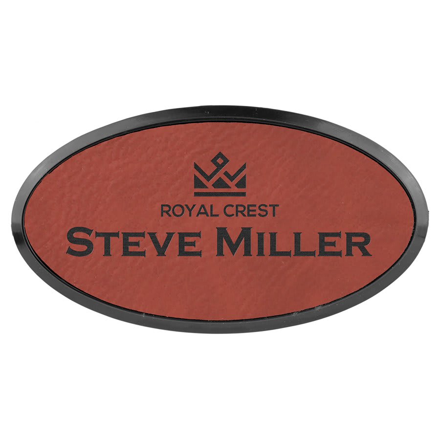 Laserable Leatherette Oval Badge & Frame