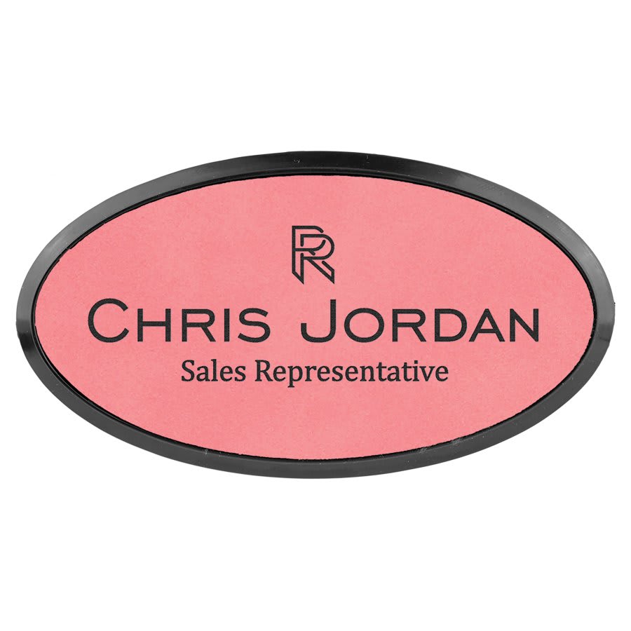 Laserable Leatherette Oval Badge & Frame