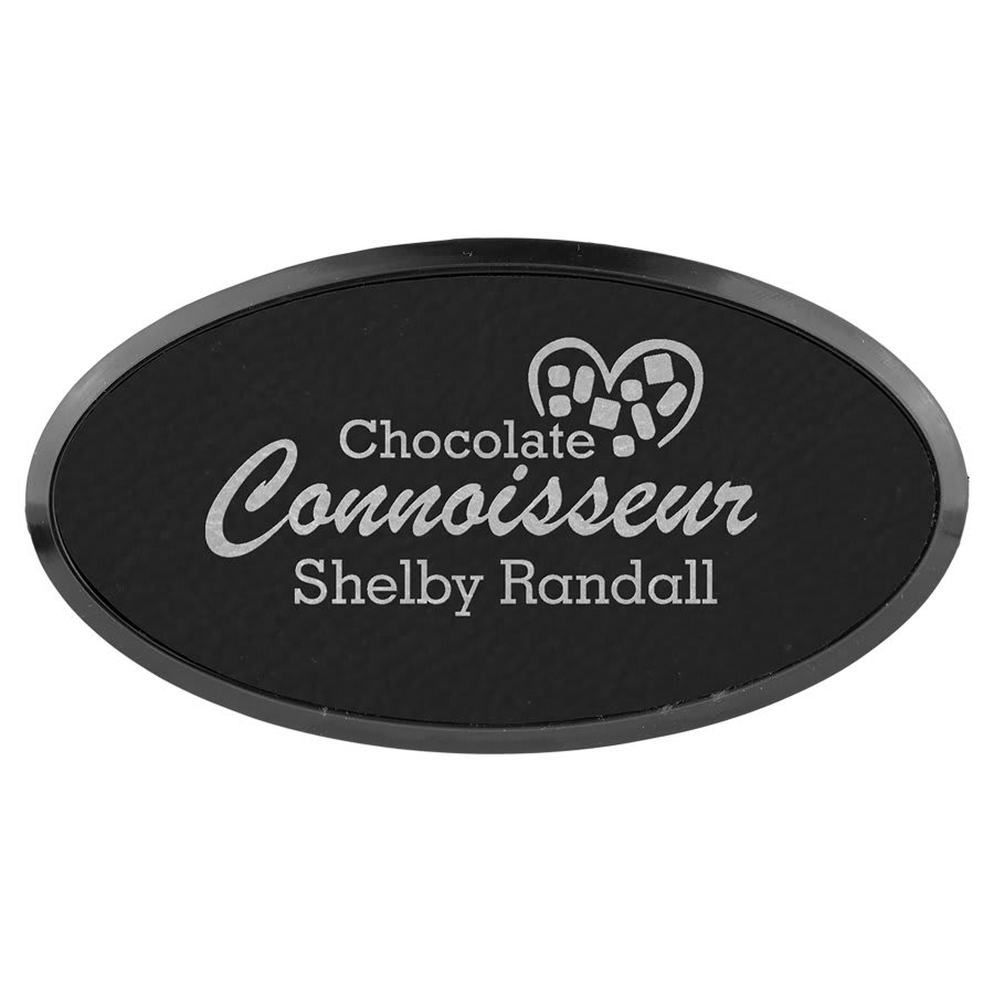 Laserable Leatherette Oval Badge & Frame