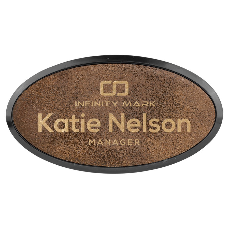 Laserable Leatherette Oval Badge & Frame