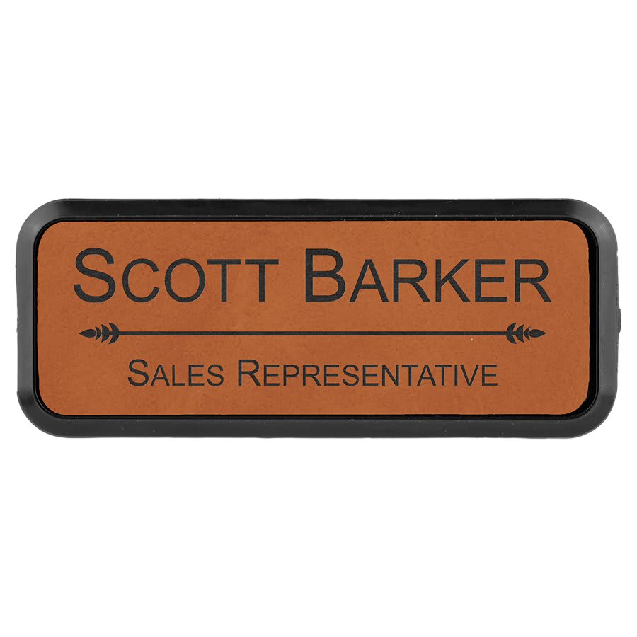 Laserable Leatherette Round Corner Badge & Frame