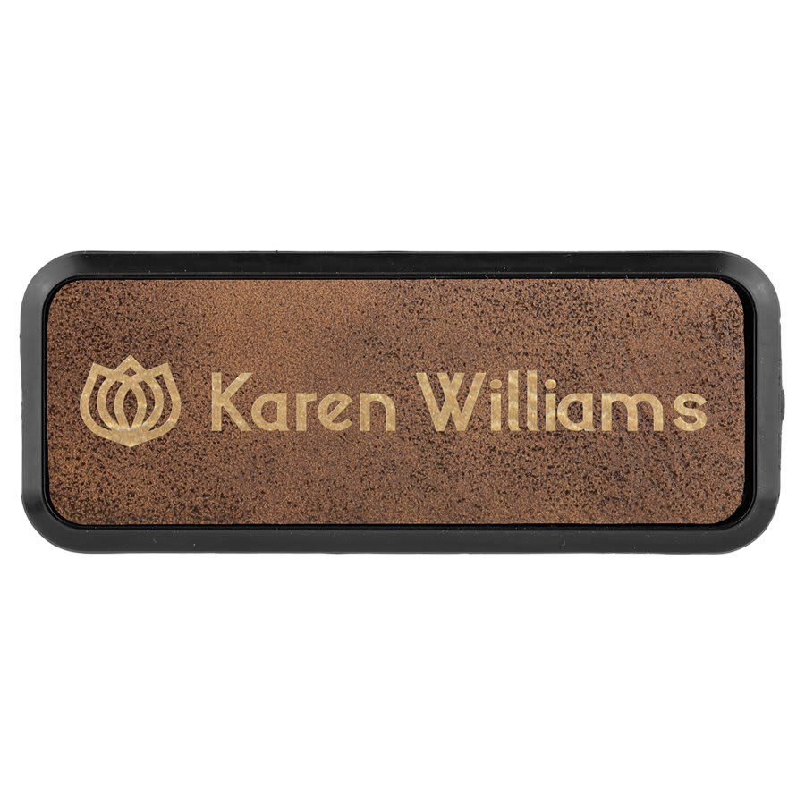 Laserable Leatherette Round Corner Badge & Frame