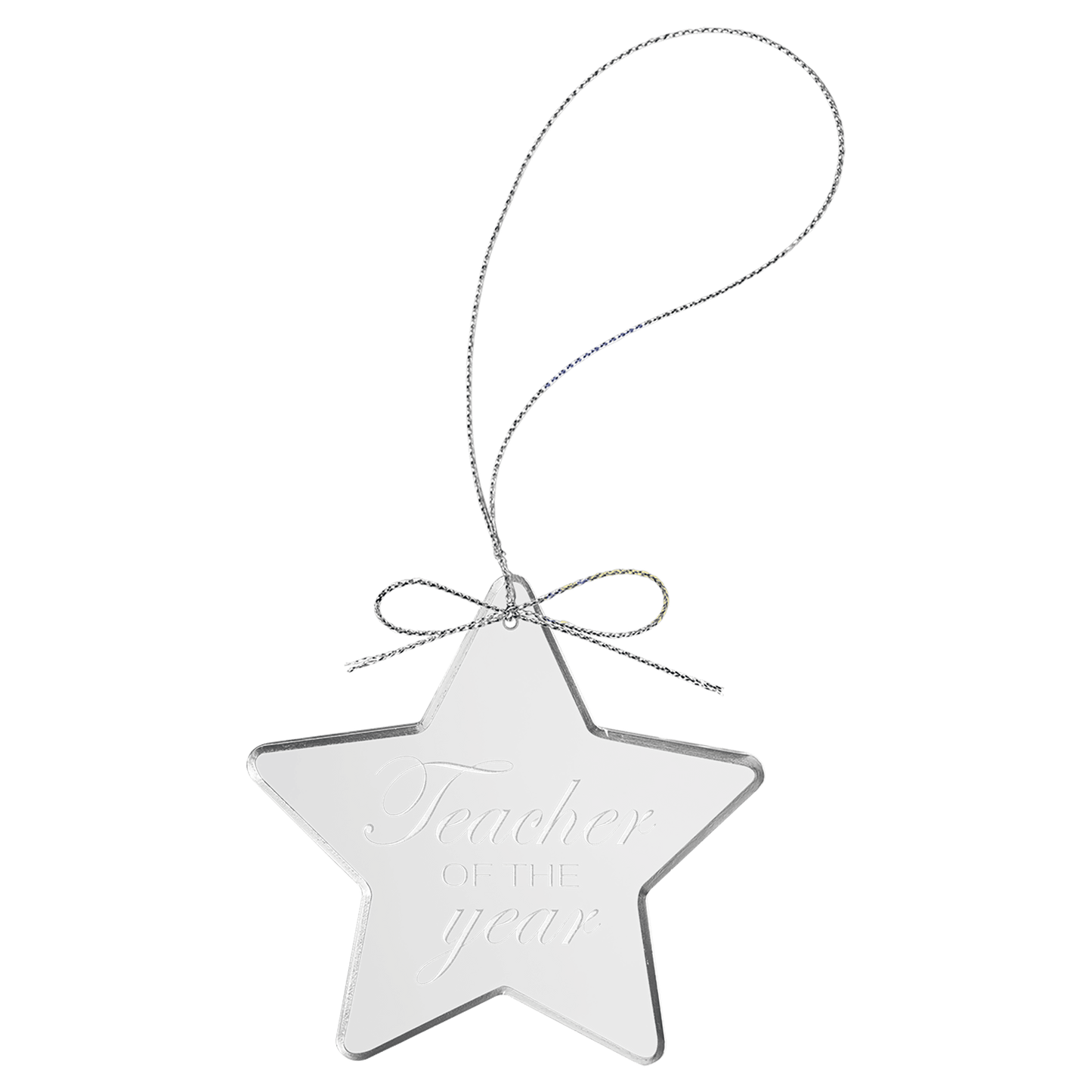 Clear Glass Ornament with Silver String