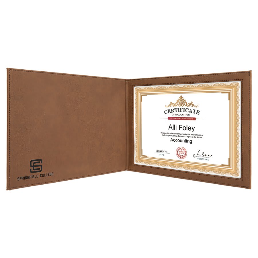 9" x 12" Laserable Leatherette Certificate Holder