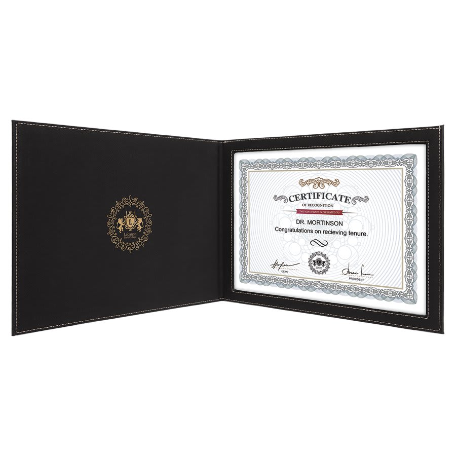 9" x 12" Laserable Leatherette Certificate Holder