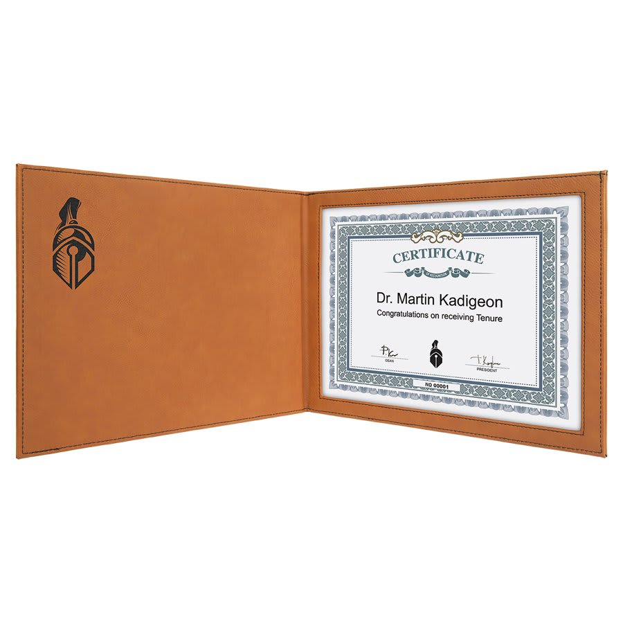 9" x 12" Laserable Leatherette Certificate Holder