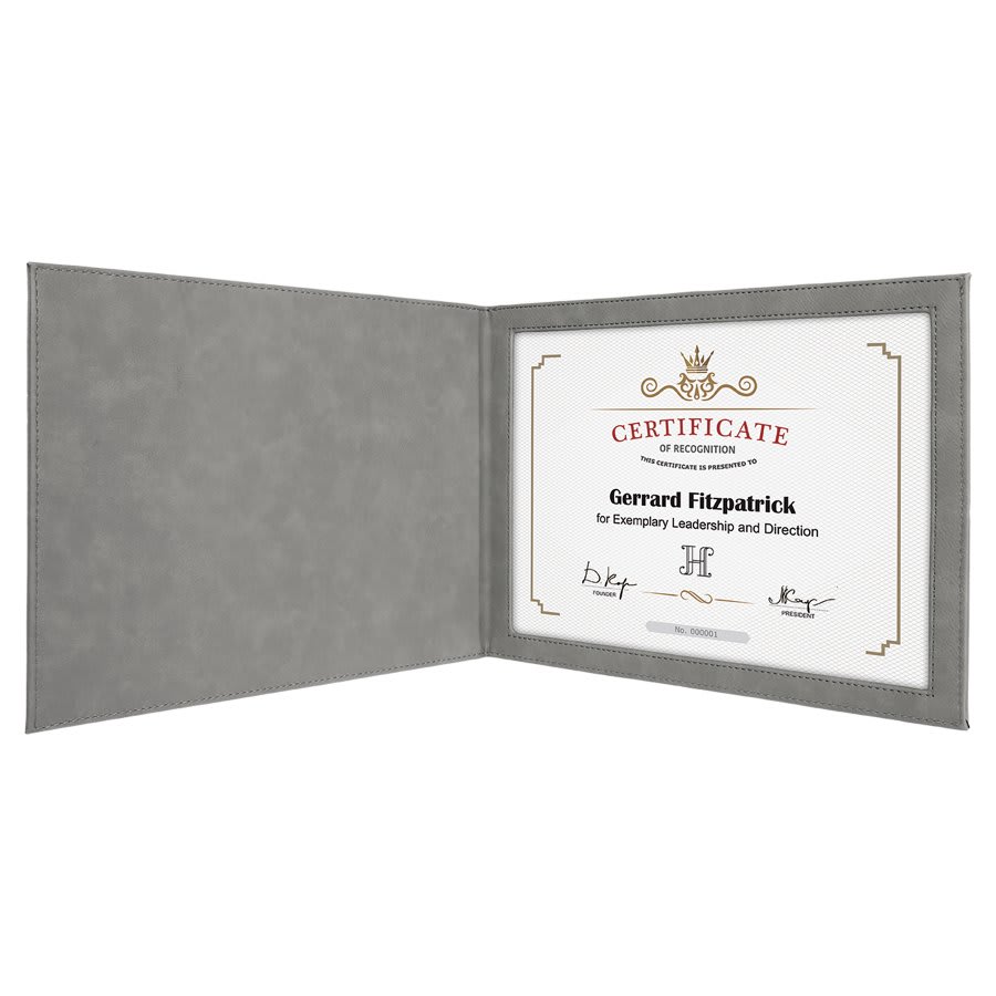 9" x 12" Laserable Leatherette Certificate Holder