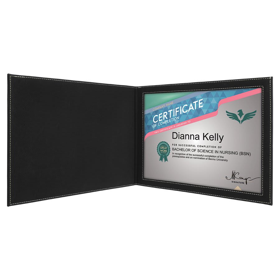 9" x 12" Laserable Leatherette Certificate Holder