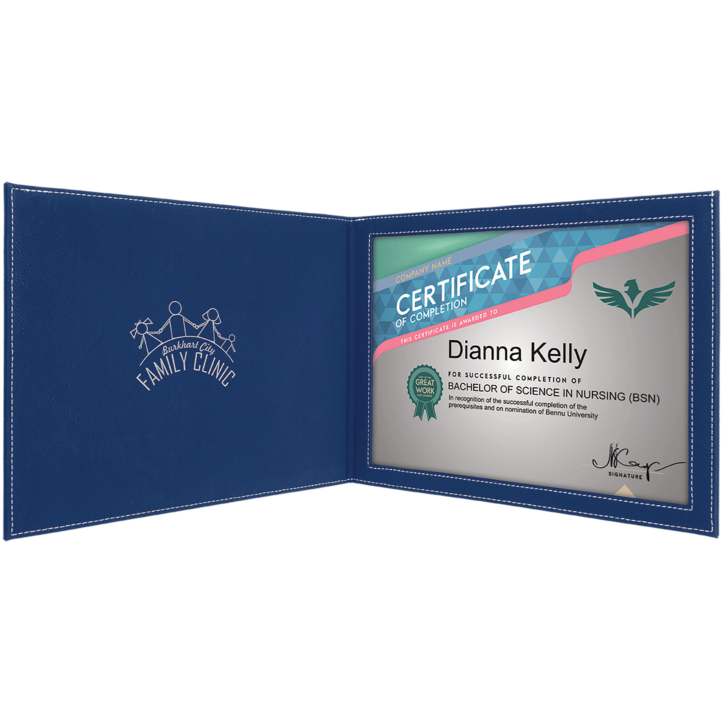 9" x 12" Laserable Leatherette Certificate Holder