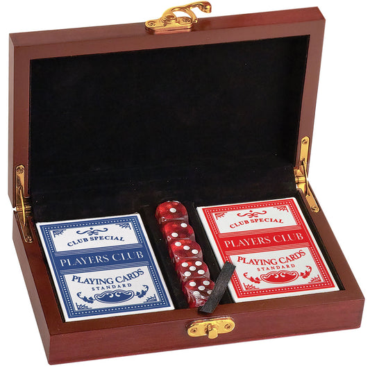 Rosewood Finish Card & Dice Gift Set