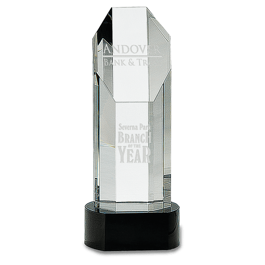 Crystal Octagon Slant-Top Tower on Black Crystal Base