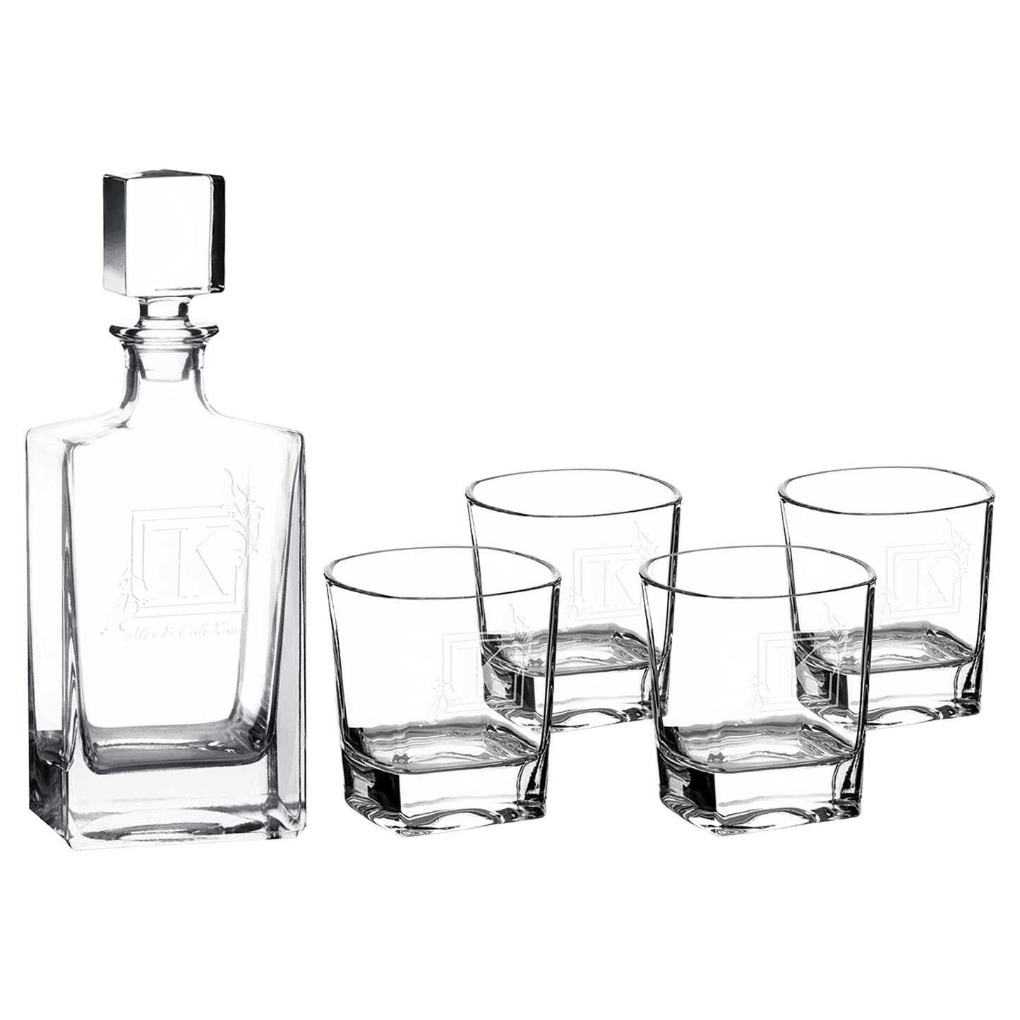 Polar Camel Square Glass Decanter Set