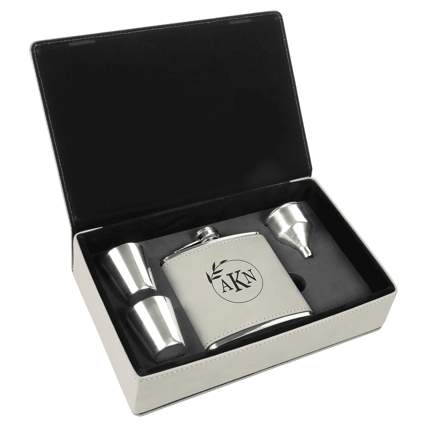 Laserable Leatherette Flask Gift Set