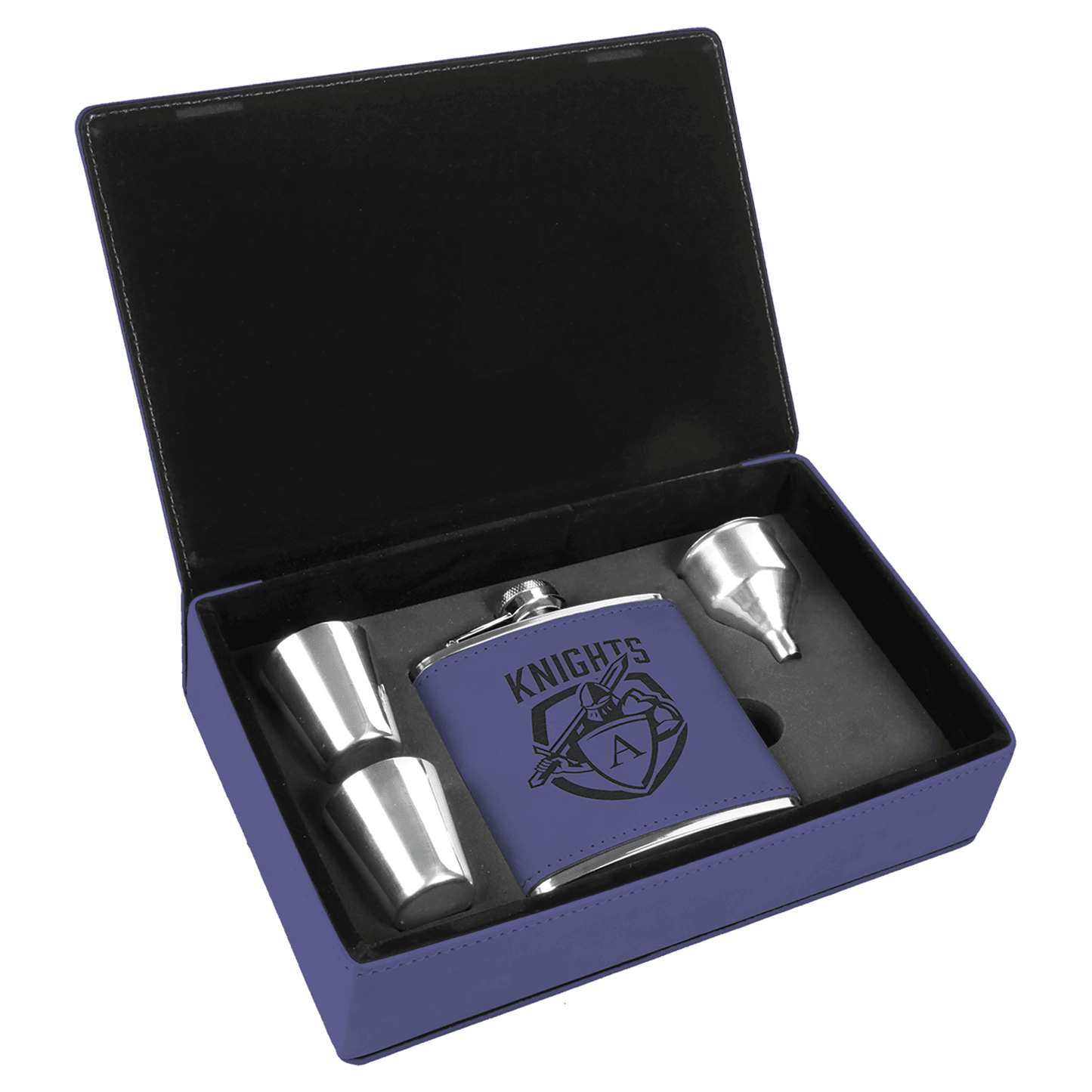 Laserable Leatherette Flask Gift Set