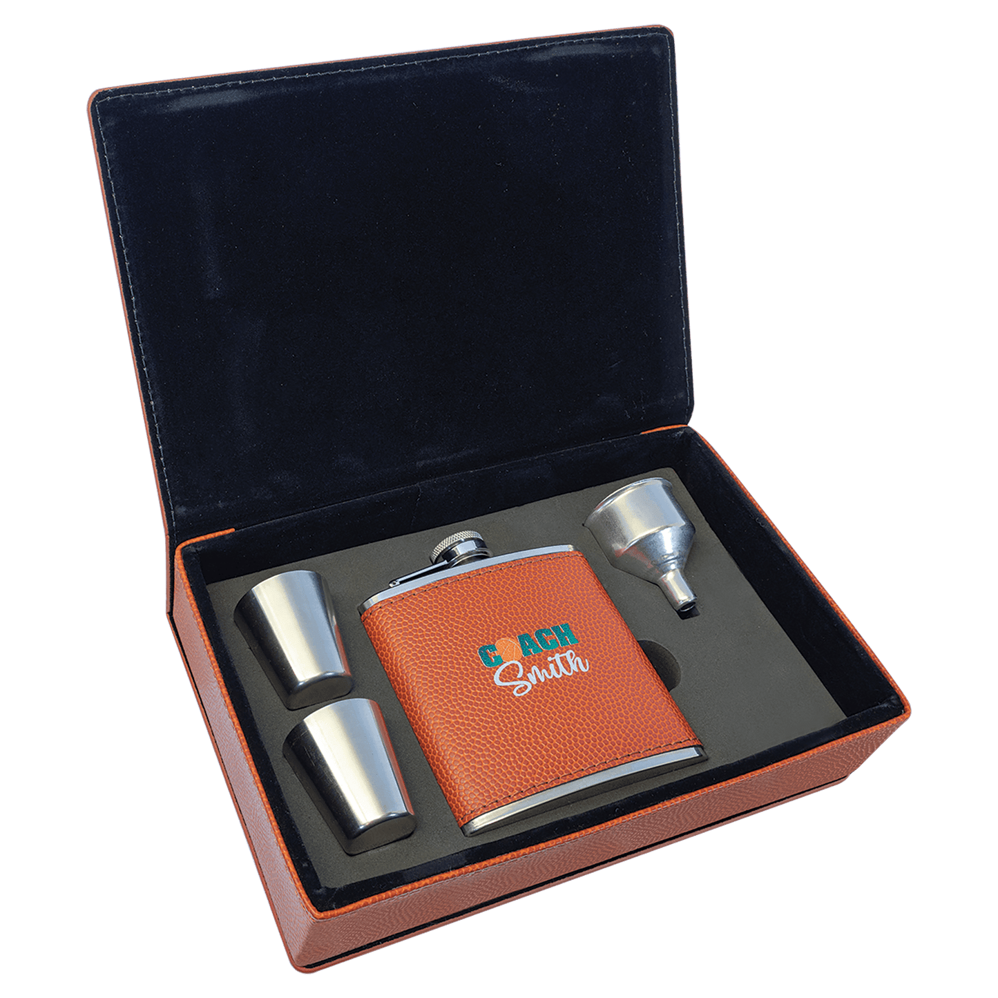 Laserable Leatherette Flask Gift Set