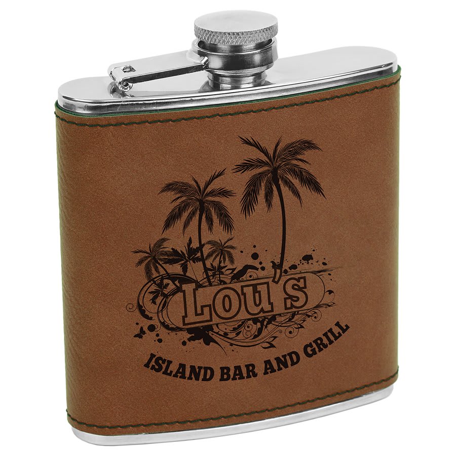 Laserable Leatherette Stainless Steel Flask