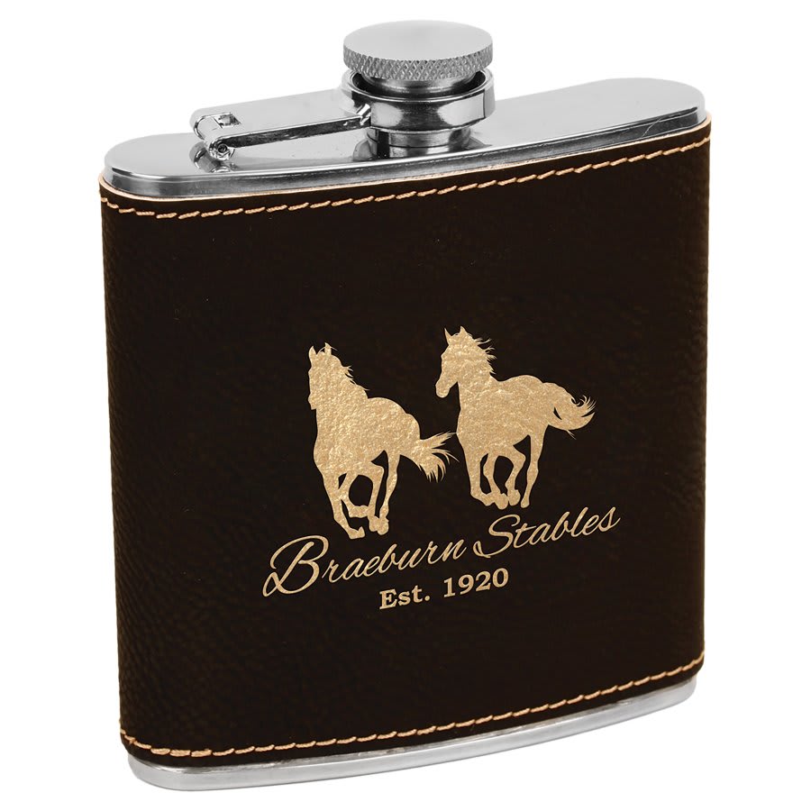 Laserable Leatherette Stainless Steel Flask