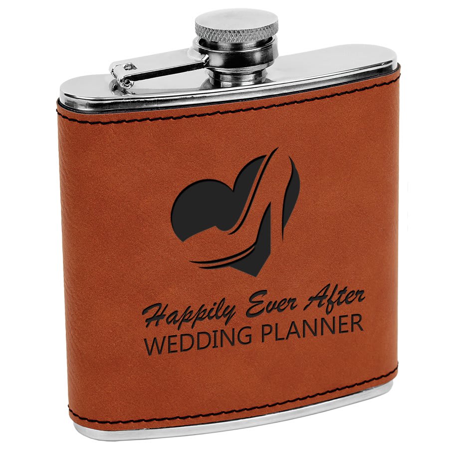 Laserable Leatherette Stainless Steel Flask