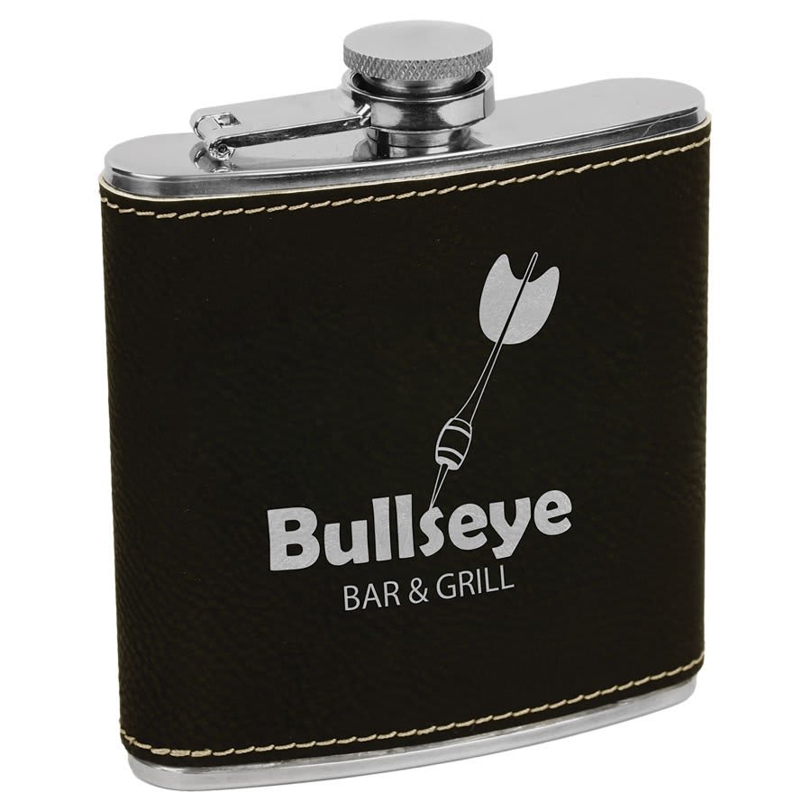 Laserable Leatherette Stainless Steel Flask