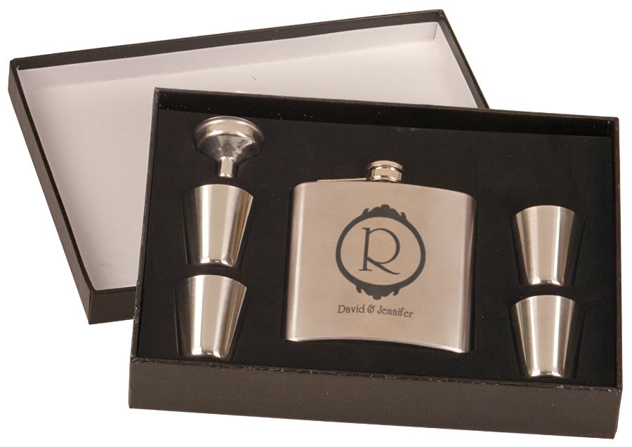 Flask Set in Black Presentation Box