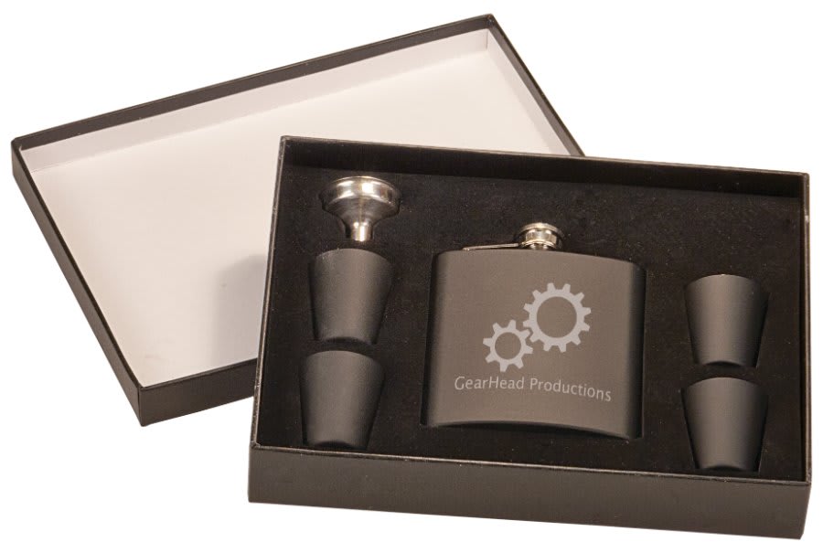 Flask Set in Black Presentation Box