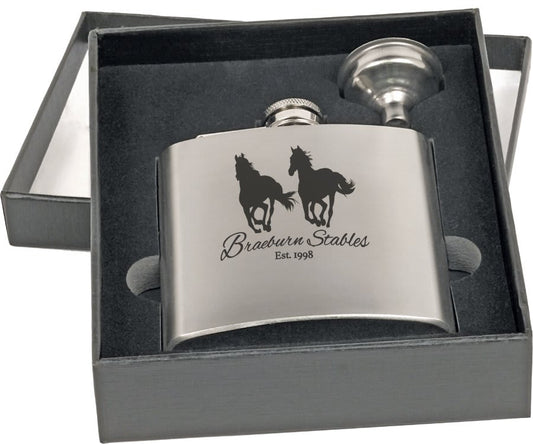 Stainless Steel Flask Set in Black Presentation Box