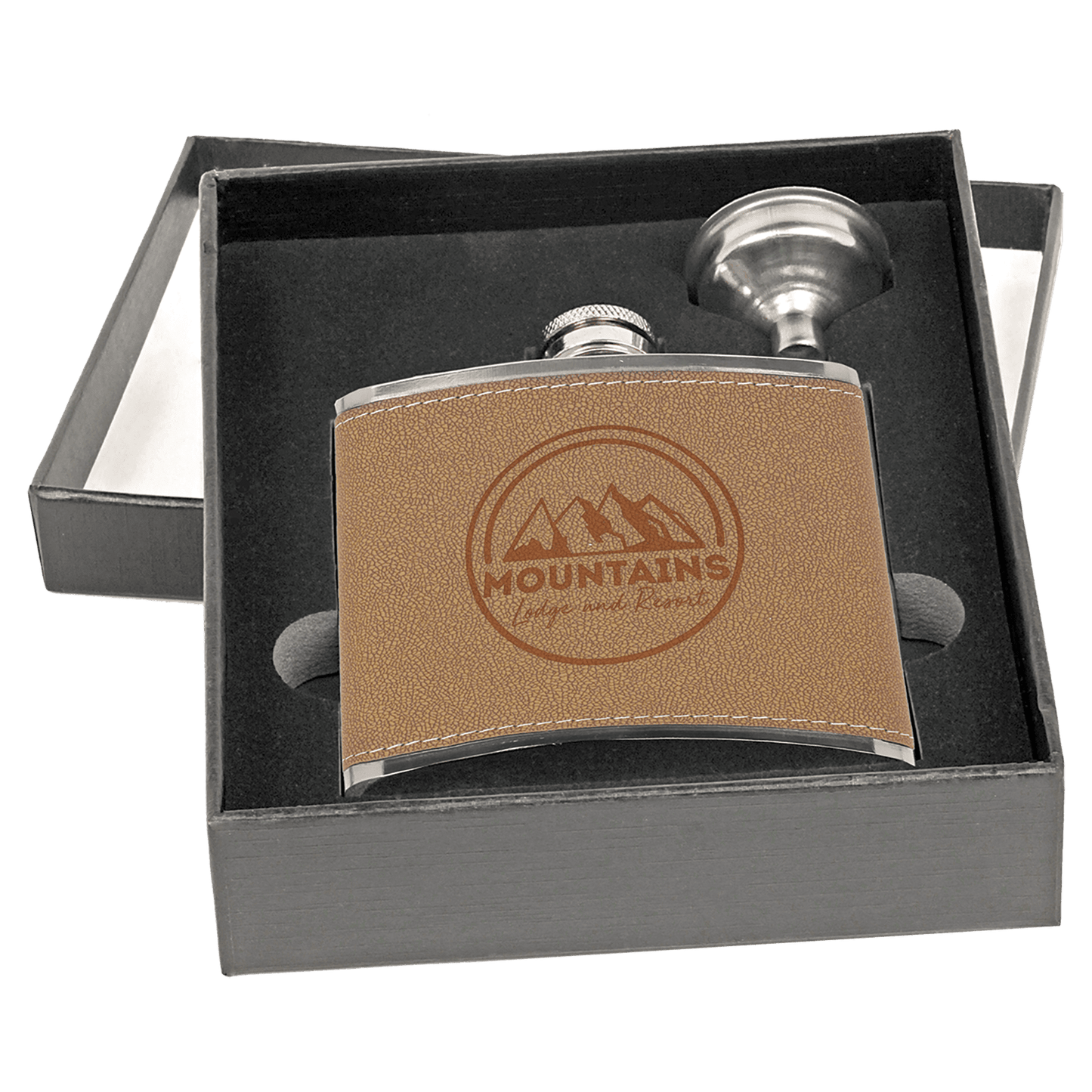 Stainless Steel Flask Set in Black Presentation Box