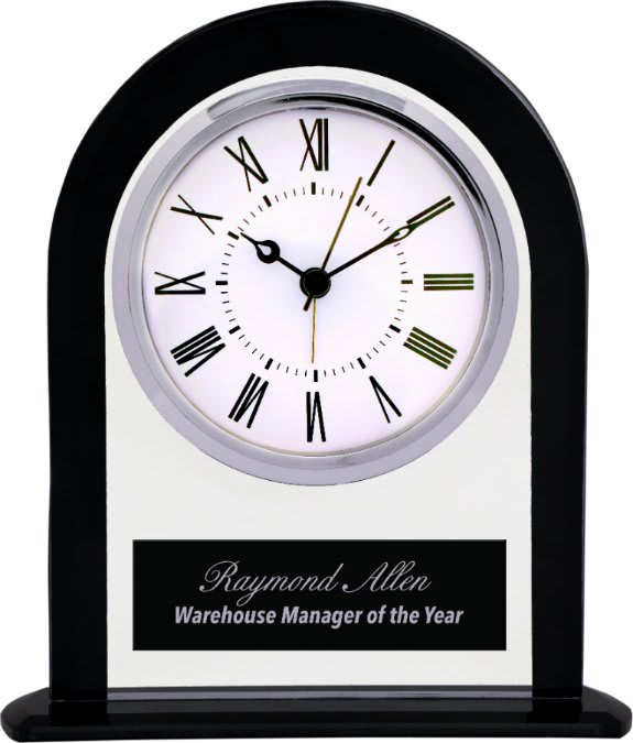 Black/Clear Glass Arch Clock