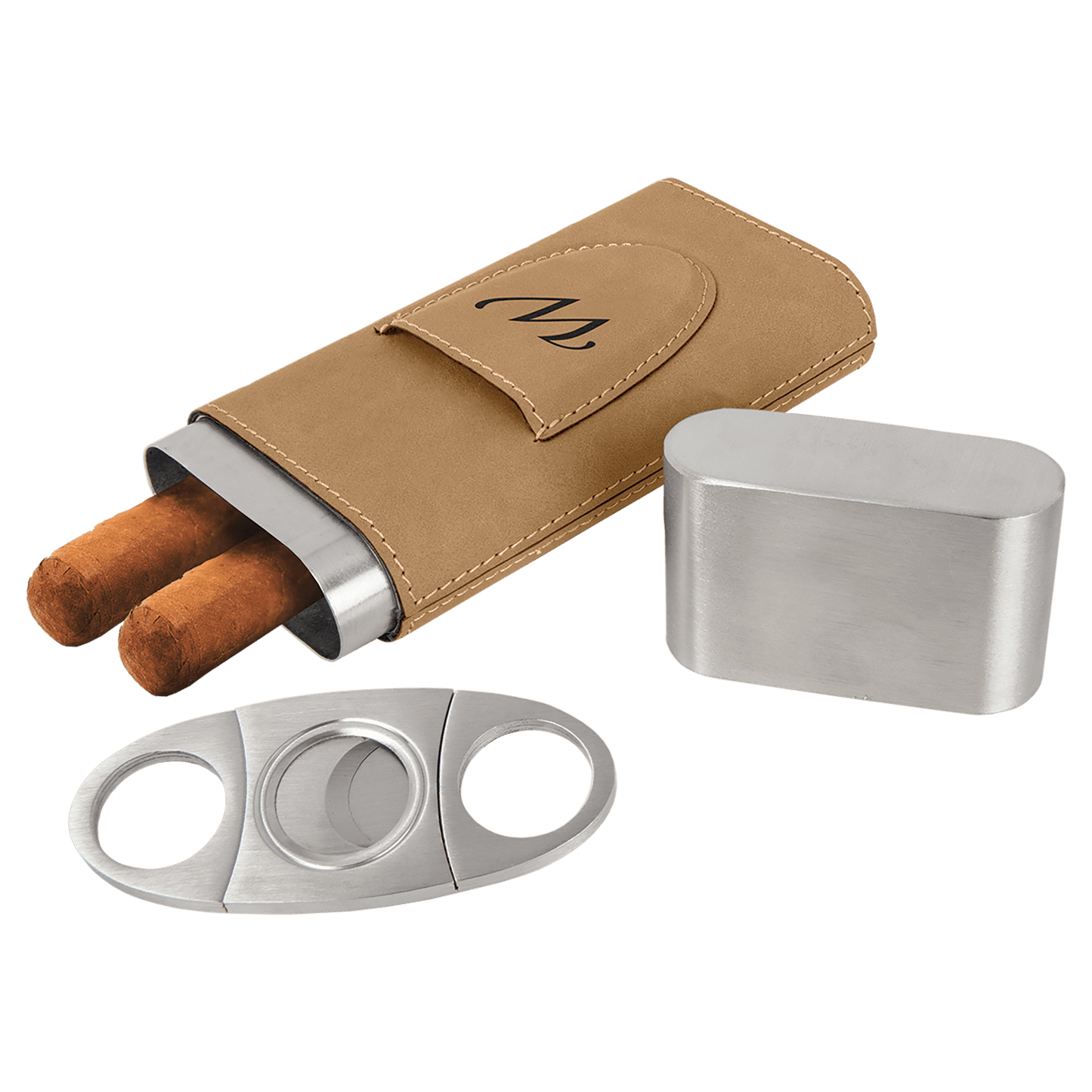 Laserable Leatherette Cigar Case with Cutter