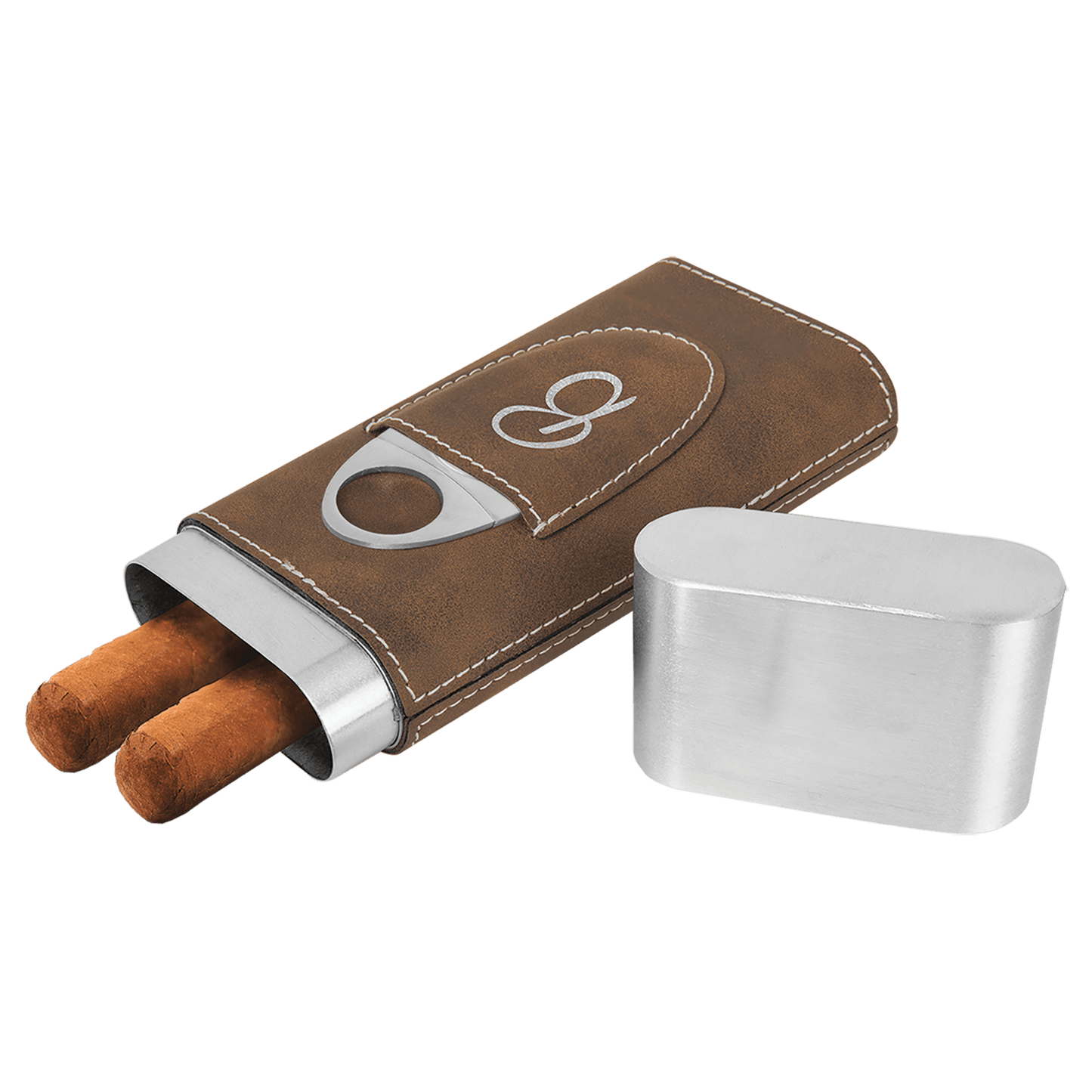 Laserable Leatherette Cigar Case with Cutter