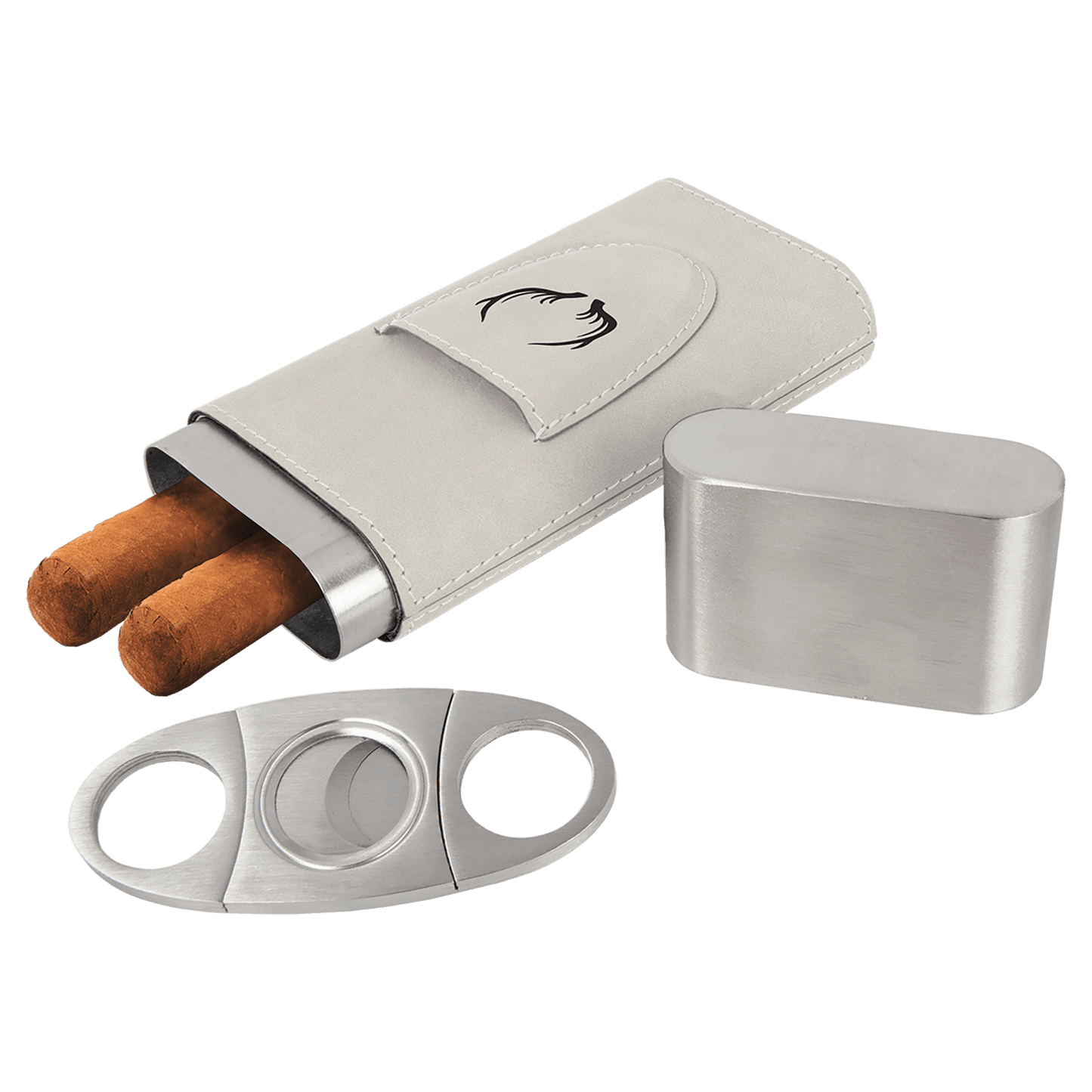 Laserable Leatherette Cigar Case with Cutter