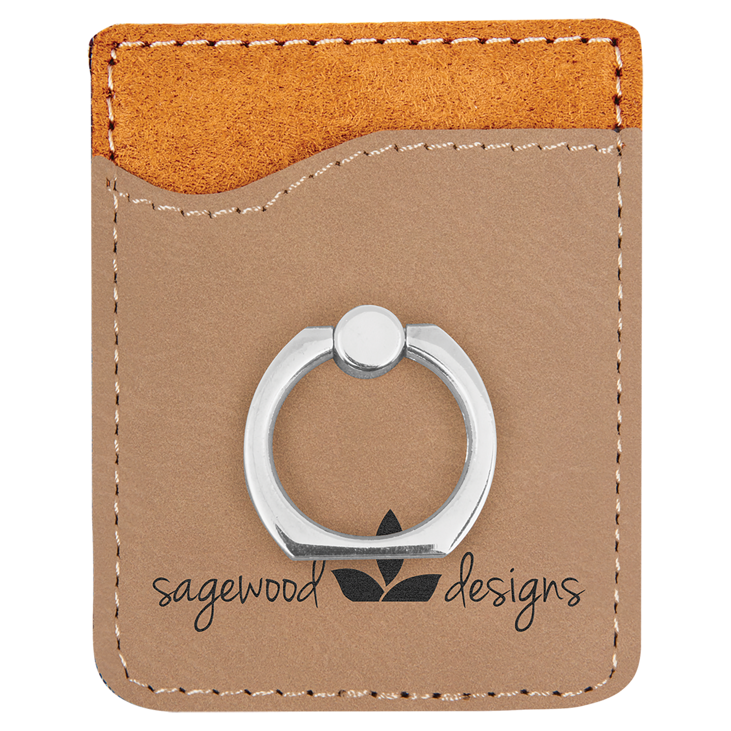 Leatherette Cell Phone Wallet with Silver Ring