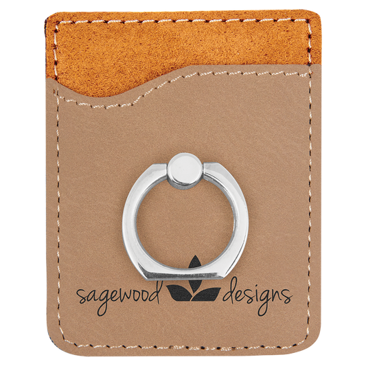 Leatherette Cell Phone Wallet with Silver Ring