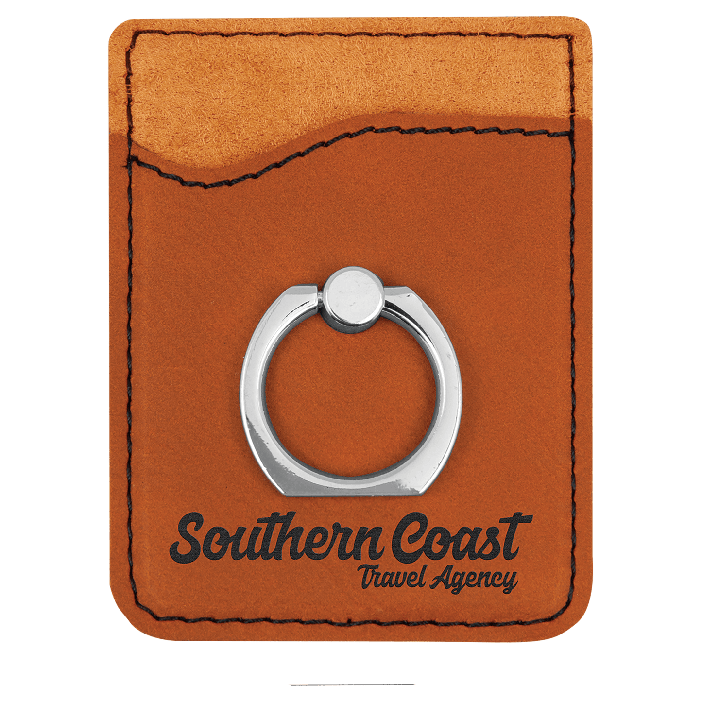 Leatherette Cell Phone Wallet with Silver Ring