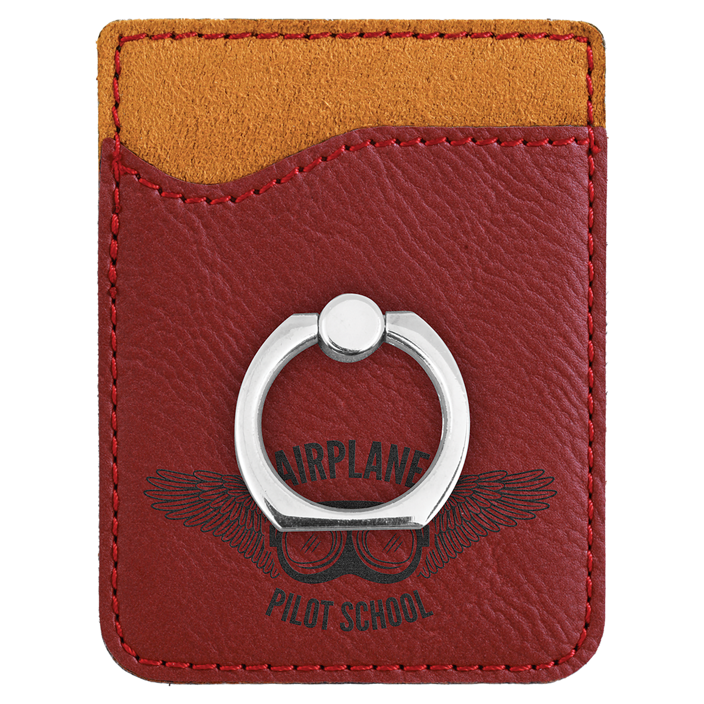 Leatherette Cell Phone Wallet with Silver Ring