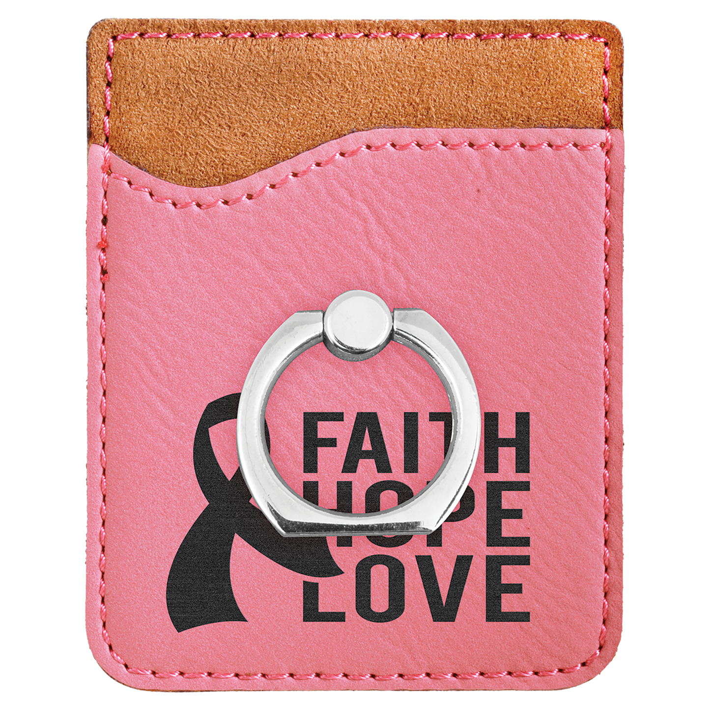 Leatherette Cell Phone Wallet with Silver Ring