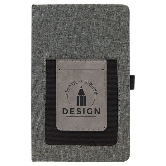 Gray with Gray Canvas Journal with Leatherette Phone Pouch